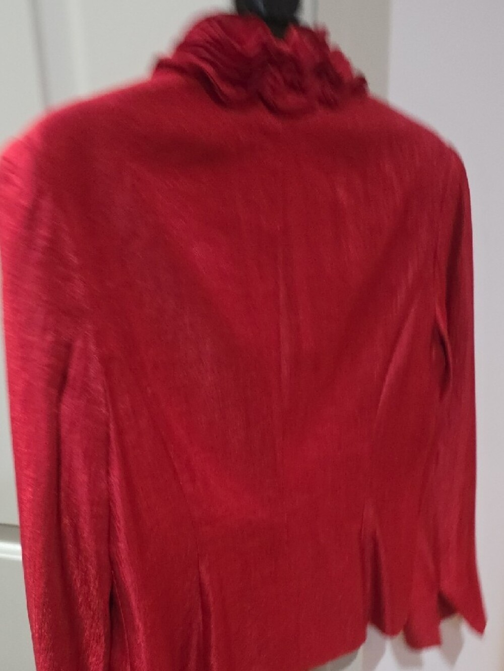 Victor Costa Red Ruffle Front Blouse - Picture 5 of 6